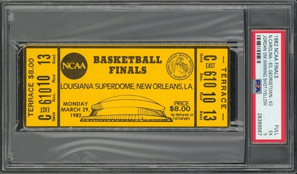 1982 NCAA Basketball Finals Full Ticket– Michael Jordan’s Winning Shot (PSA/DNA EX 5)
